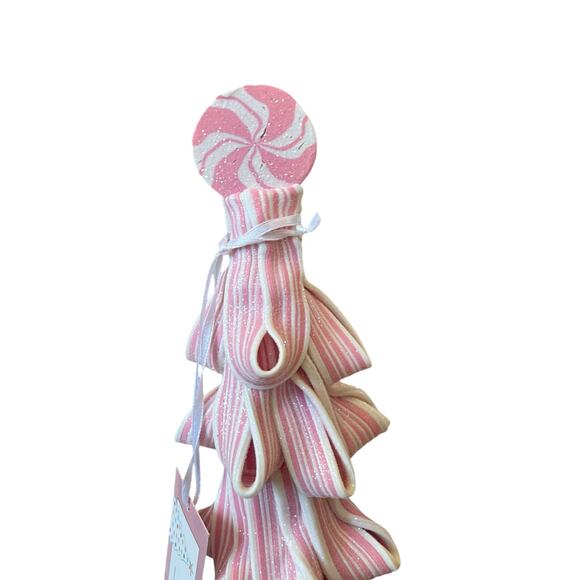 Cupcakes & Cashmere Peppermint Candy Ribbon Taffy Christmas Tree 19in Pink NEW - Picture 4 of 13